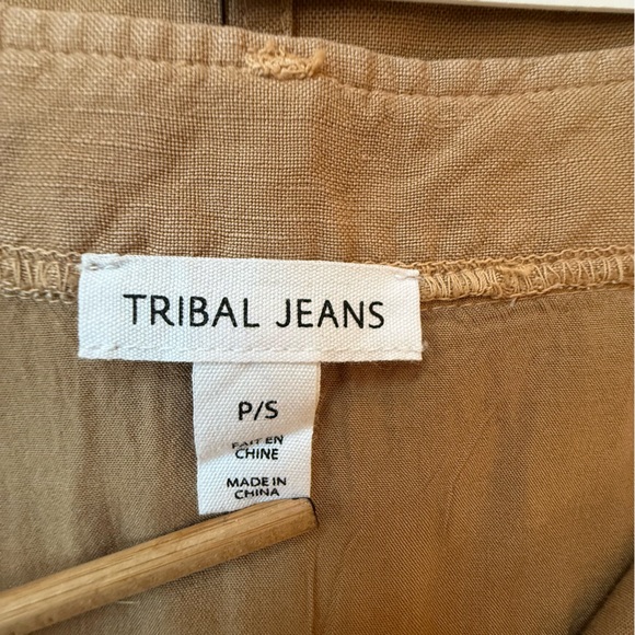 Tribal Jeans Tan Button-Front Linen Blend A Line Midi Skirt Size Small NWT - Picture 6 of 10